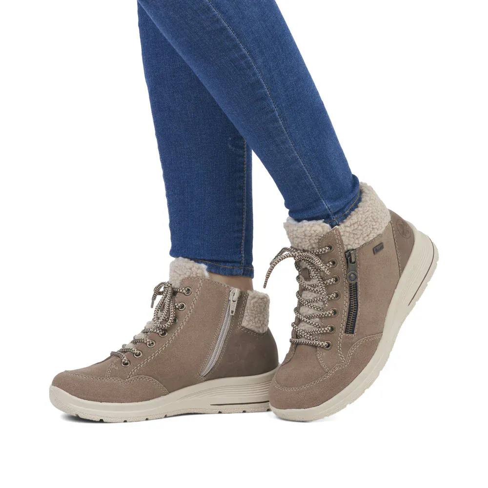 Rieker Women's L7701-24 Lace & Zip Ankle Boots- Tan - Image 10