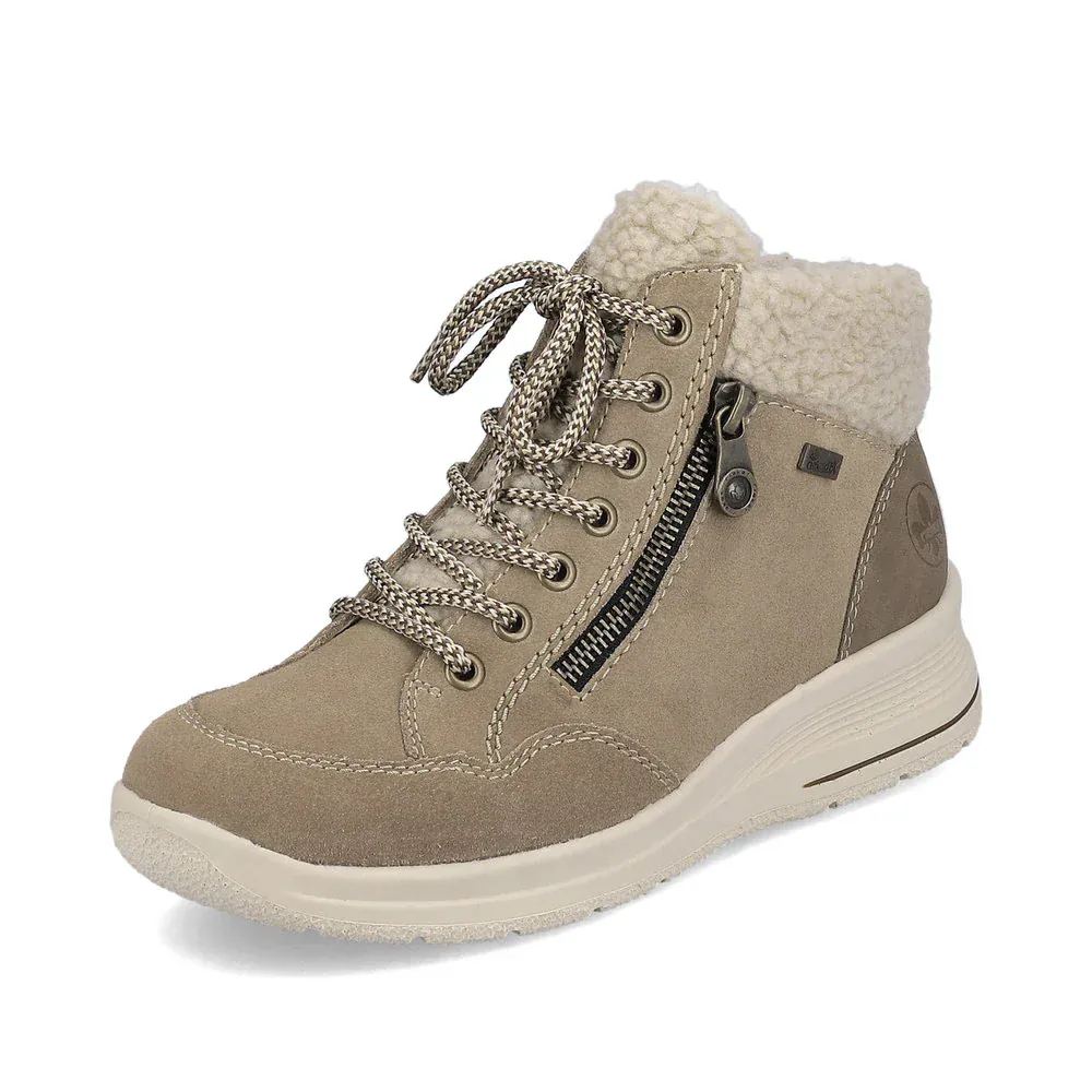 Rieker Women's L7701-24 Lace & Zip Ankle Boots- Tan - Image 2