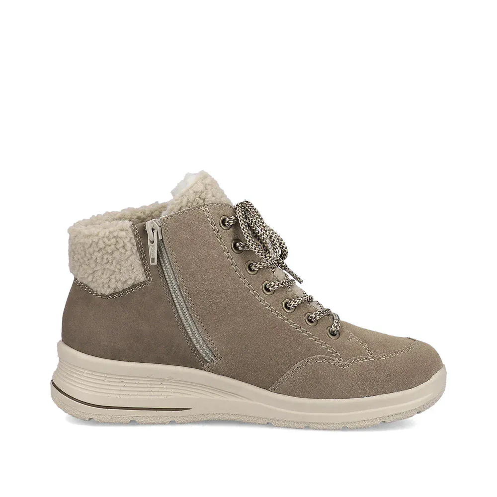 Rieker Women's L7701-24 Lace & Zip Ankle Boots- Tan - Image 3