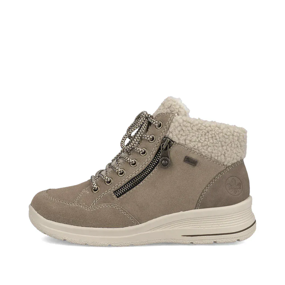 Rieker Women's L7701-24 Lace & Zip Ankle Boots- Tan - Image 5