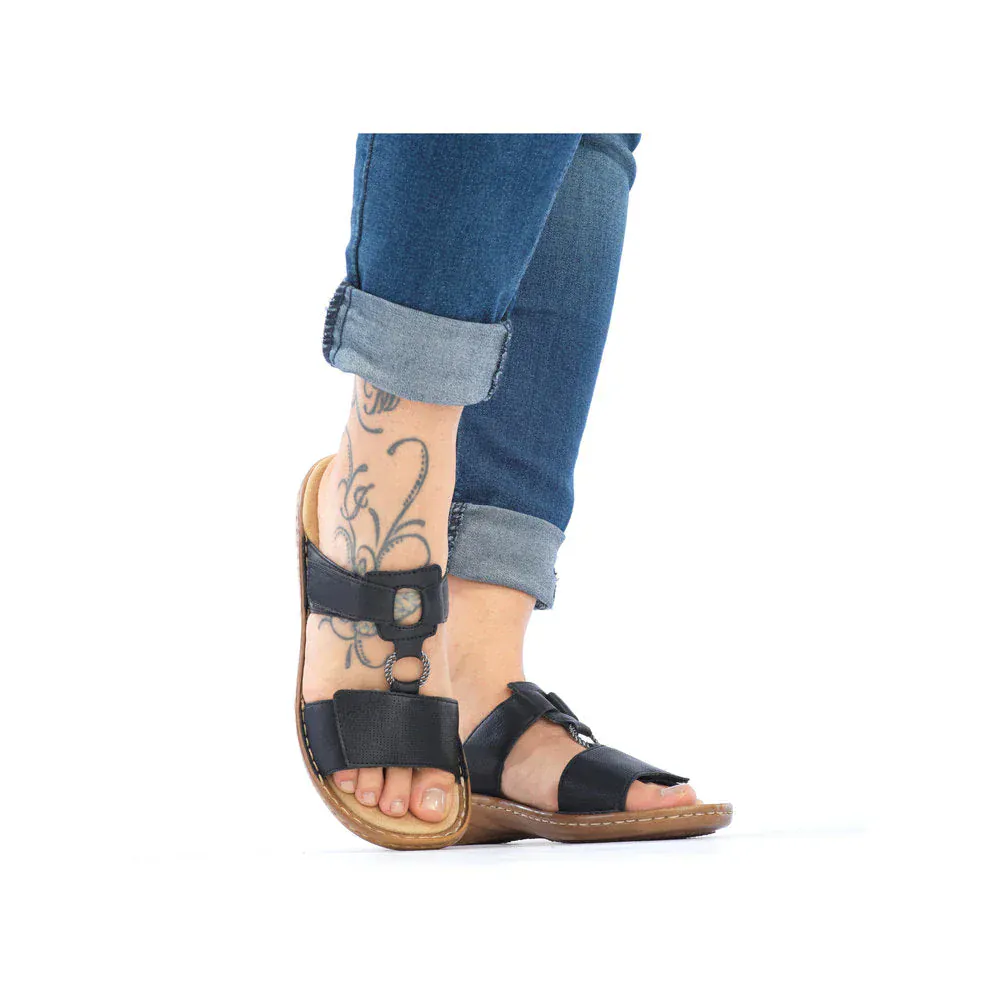 Rieker Women's 60885-00 Regina Sandals- Black - Image 7