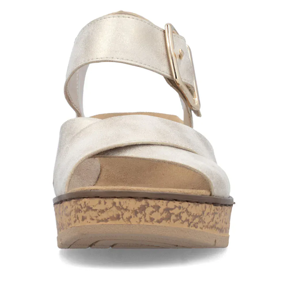 Rieker Women's 63795-60 Wedge Sandals- Beige - Image 6