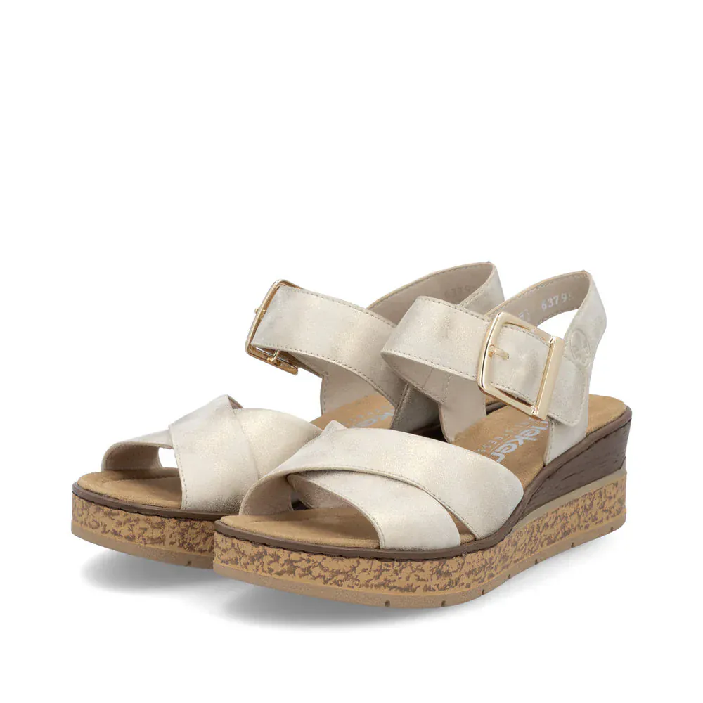 Rieker Women's 63795-60 Wedge Sandals- Beige - Image 7