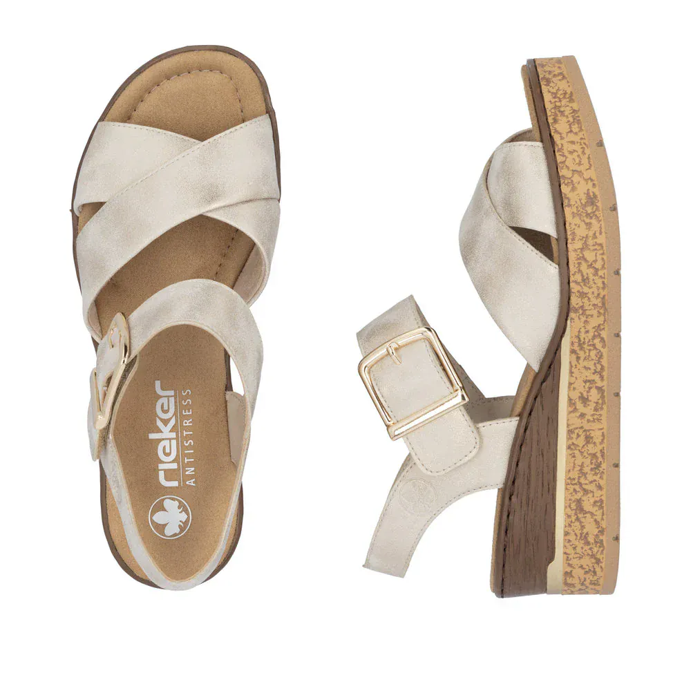 Rieker Women's 63795-60 Wedge Sandals- Beige - Image 8