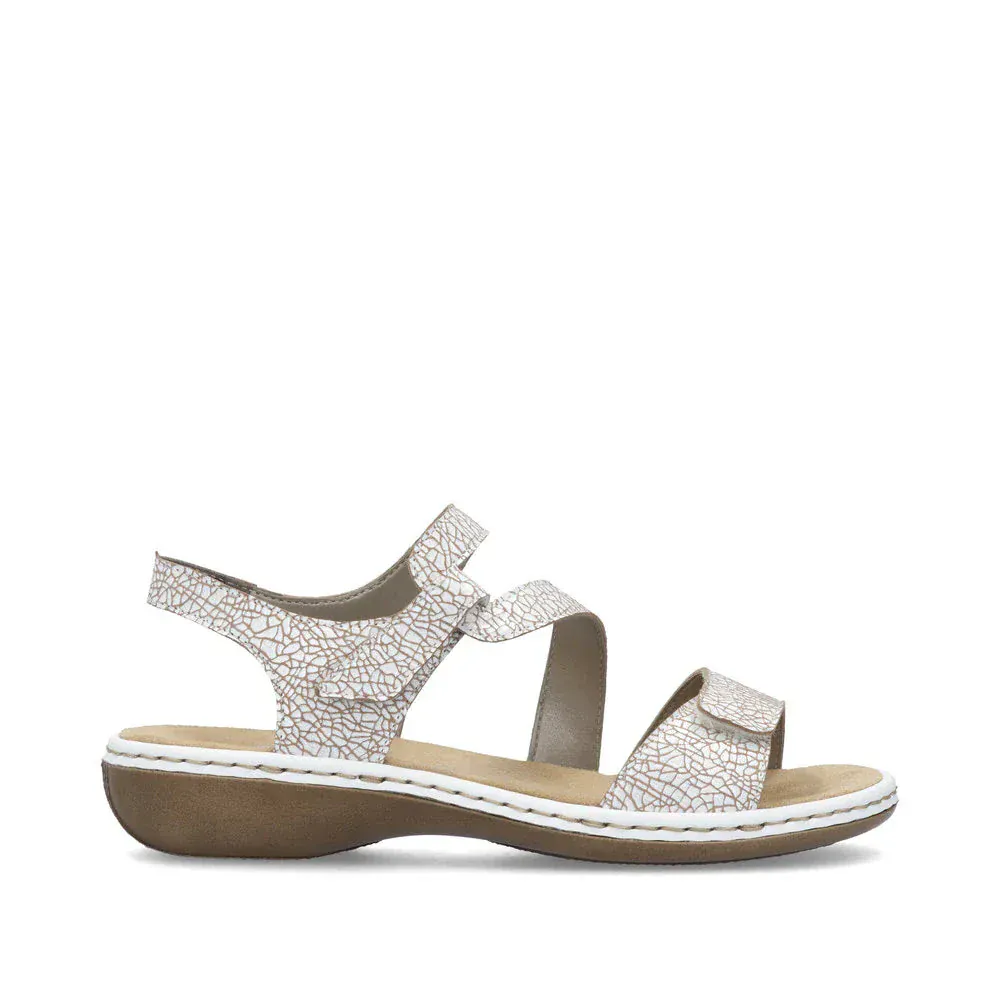 Rieker Women's 659C7-81 Strappy Sandals- White Combi