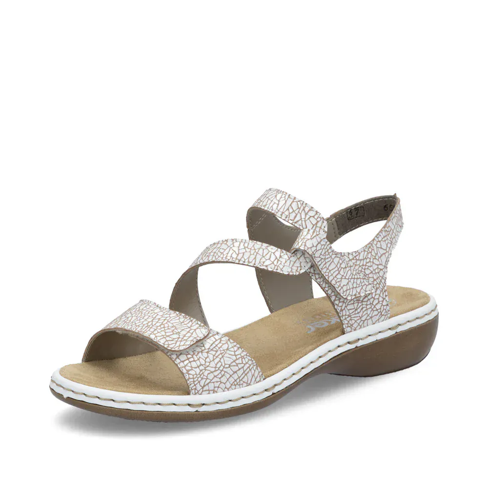 Rieker Women's 659C7-81 Strappy Sandals- White Combi - Image 2