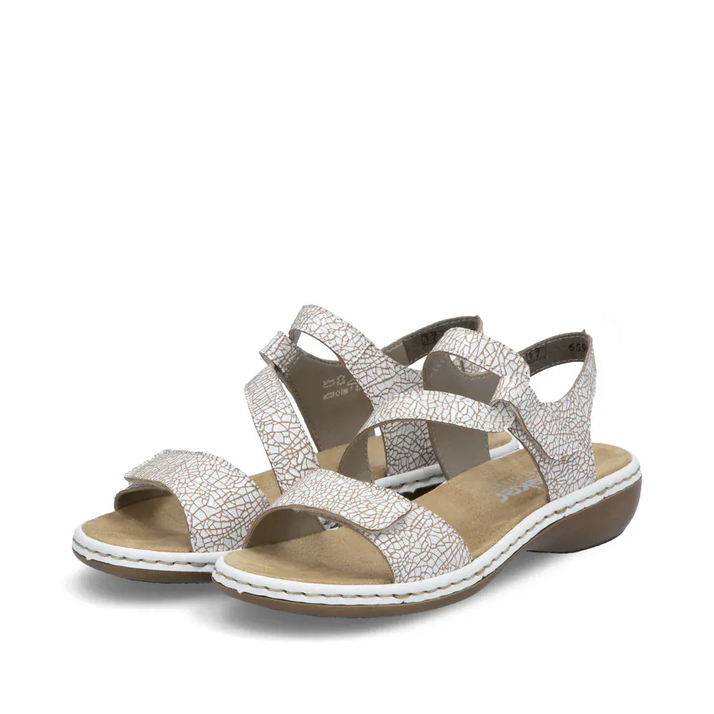 Rieker Women's 659C7-81 Strappy Sandals- White Combi - Image 4