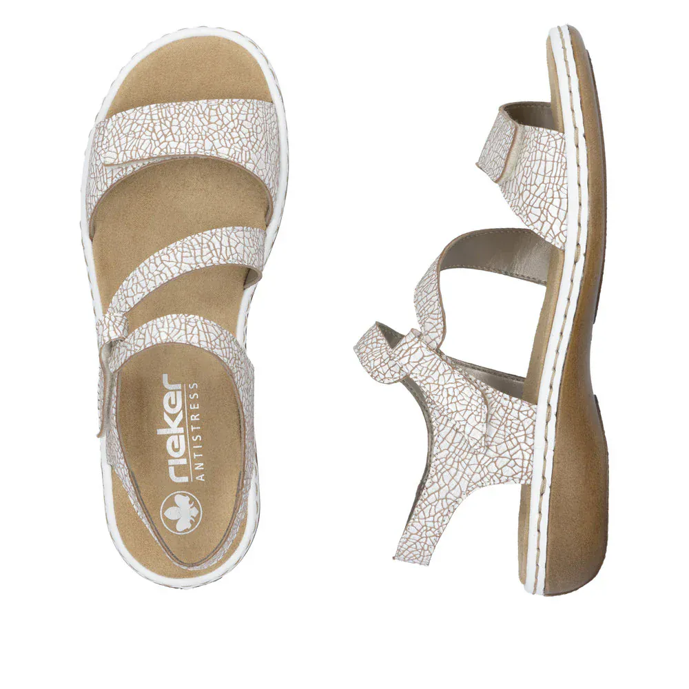 Rieker Women's 659C7-81 Strappy Sandals- White Combi - Image 5