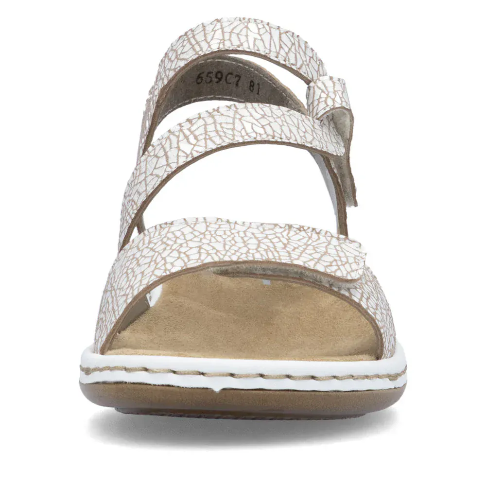 Rieker Women's 659C7-81 Strappy Sandals- White Combi - Image 6