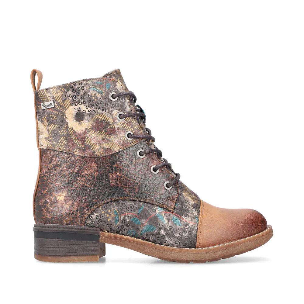 Rieker Women's 94611-90 Combat Dress Booties- Brown Multi