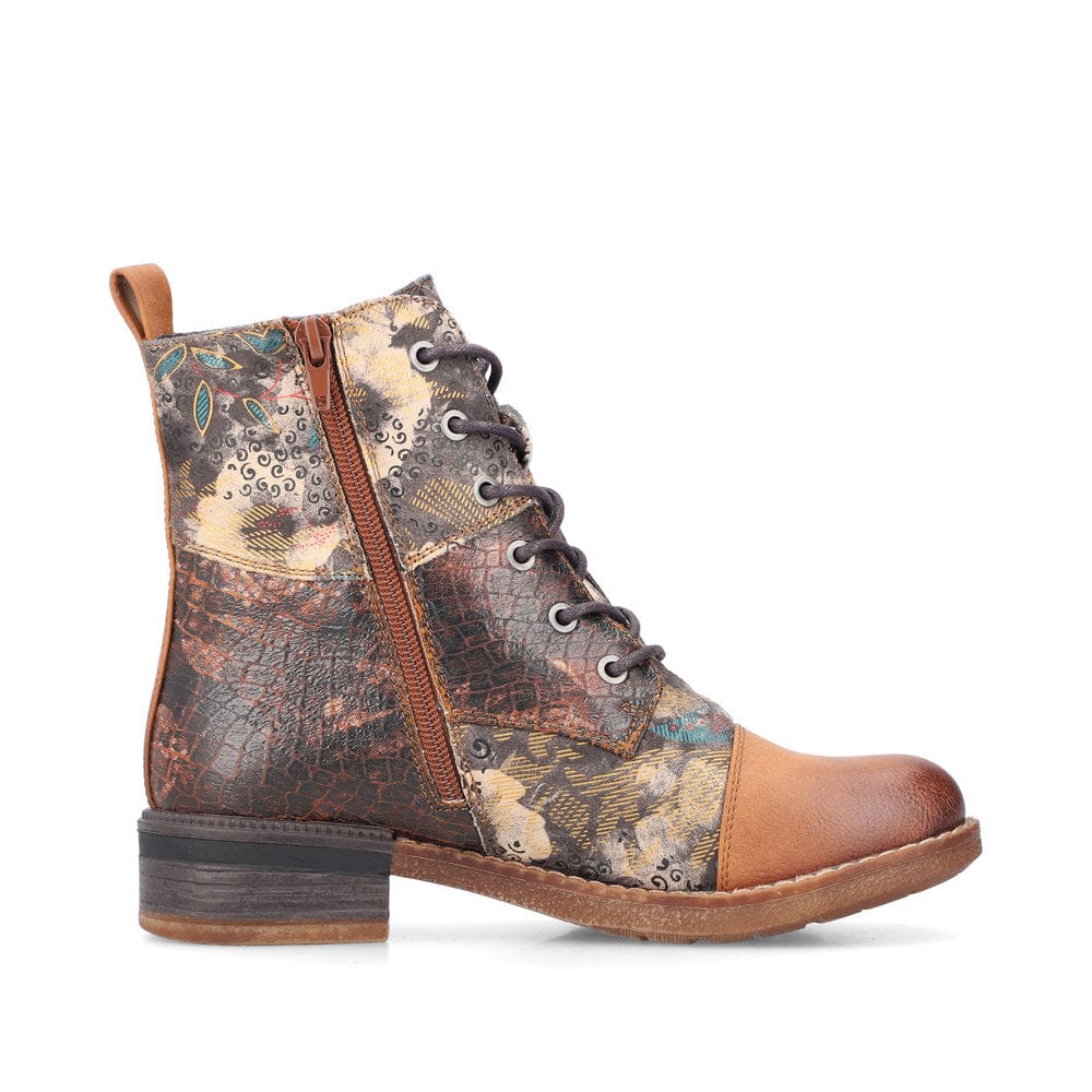 Rieker Women's 94611-90 Combat Dress Booties- Brown Multi - Image 3