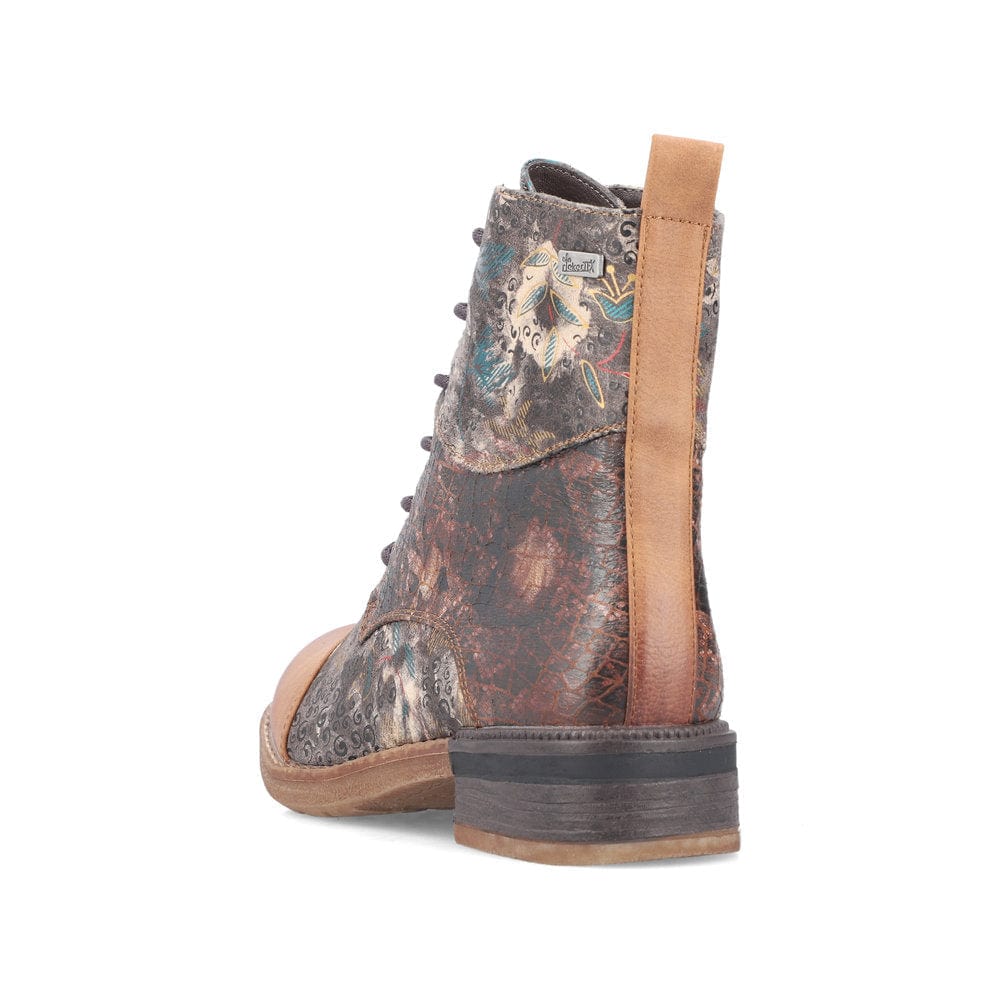 Rieker Women's 94611-90 Combat Dress Booties- Brown Multi - Image 4