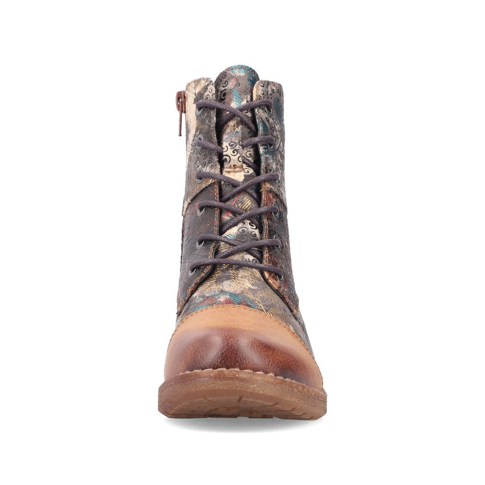 Rieker Women's 94611-90 Combat Dress Booties- Brown Multi - Image 6