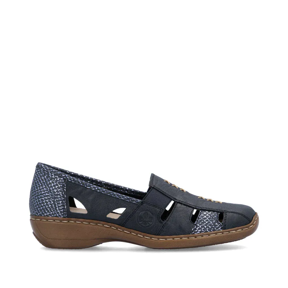 Rieker Women's 41385-15 Doric Woven Loafers- Navy