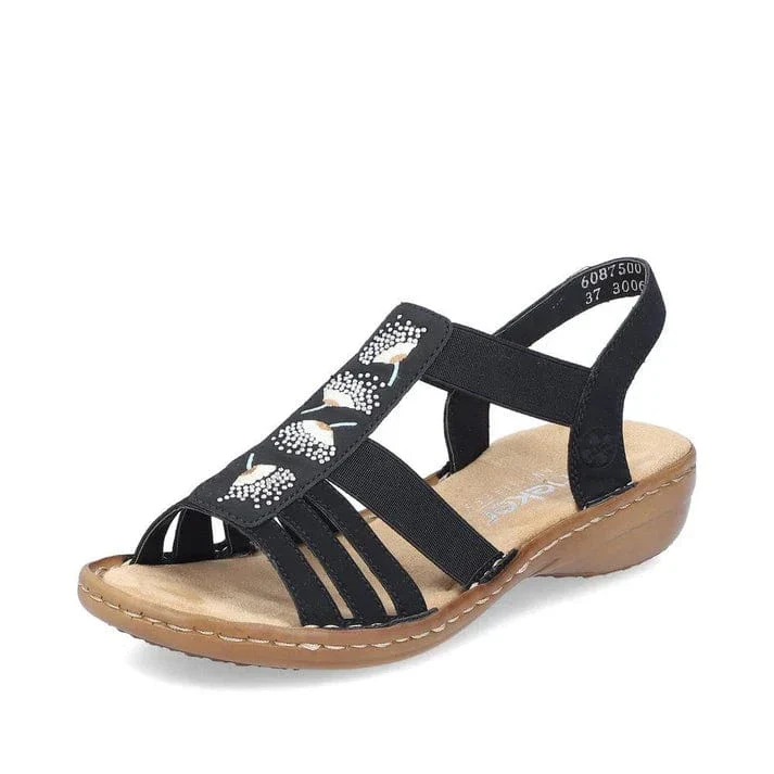 Rieker Women's 60875-00 Elastic Slingback Sandals- Black - Image 2