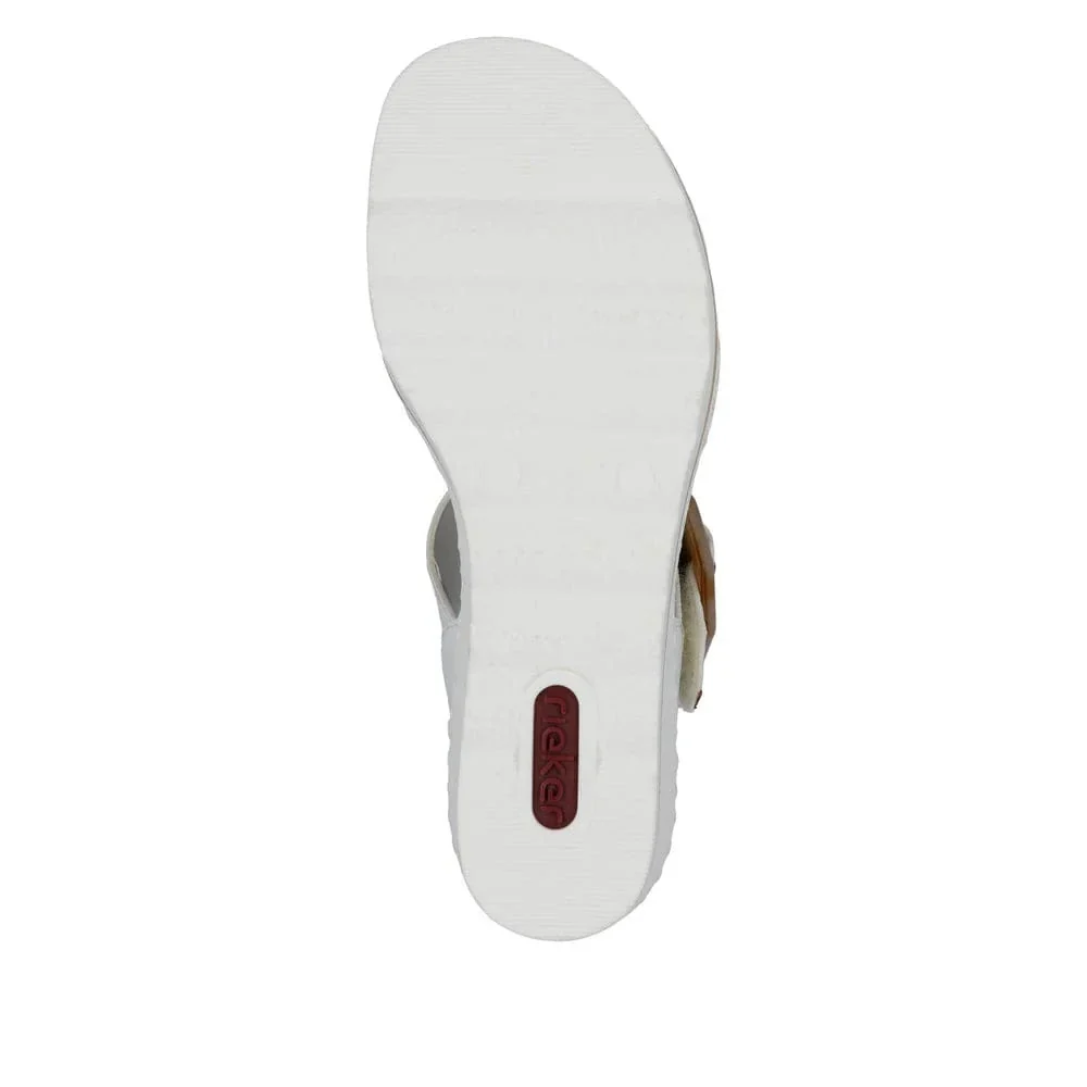 Rieker Women's 67476-83 Heeled Wedge Sandals- White - Image 7
