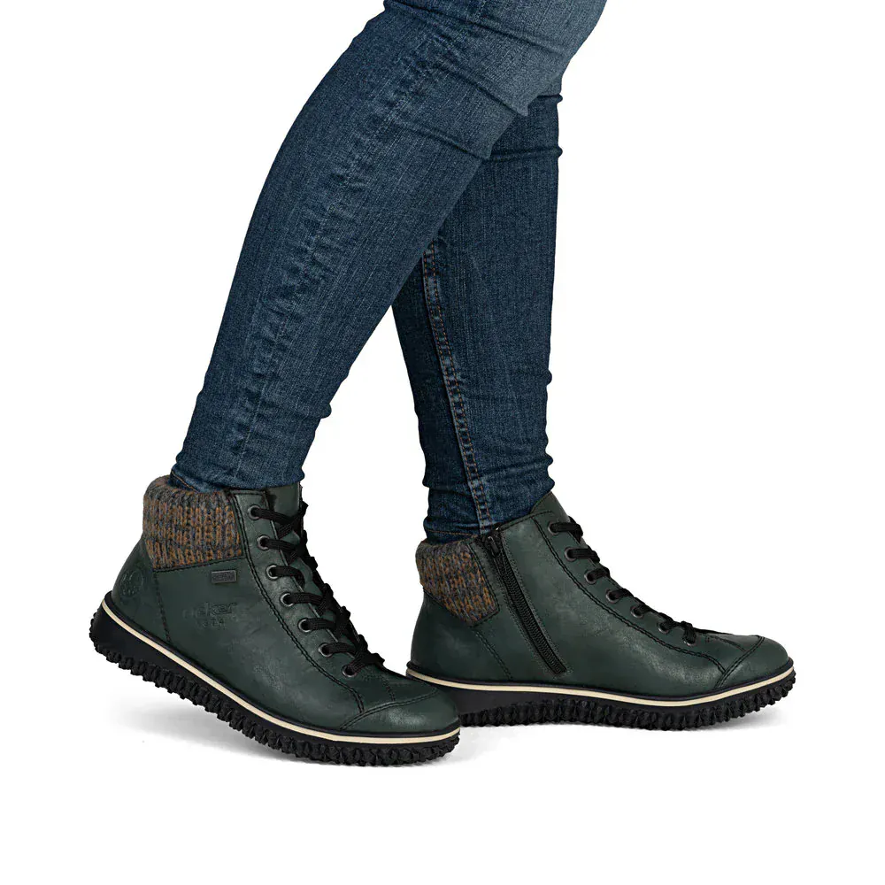 Rieker Women's Z4243-55 Lace & Zip Ankle Boots- Green - Image 10