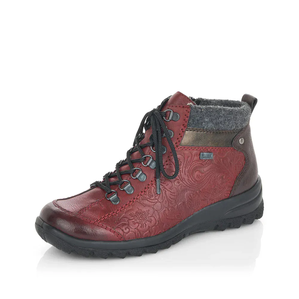 Rieker Women's L7144-35 Lace & Zip Ankle Boots- Red - Image 5