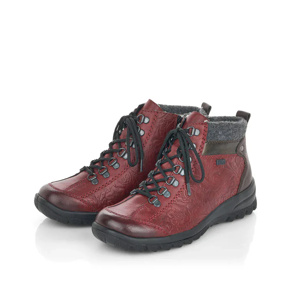Rieker Women's L7144-35 Lace & Zip Ankle Boots- Red - Image 7