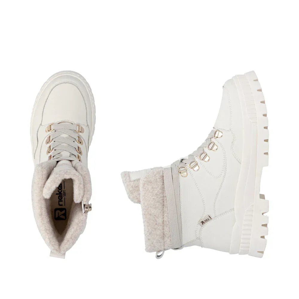 Rieker Women's W2171-81 Lace & Zip Mid Winter Boots- White - Image 11