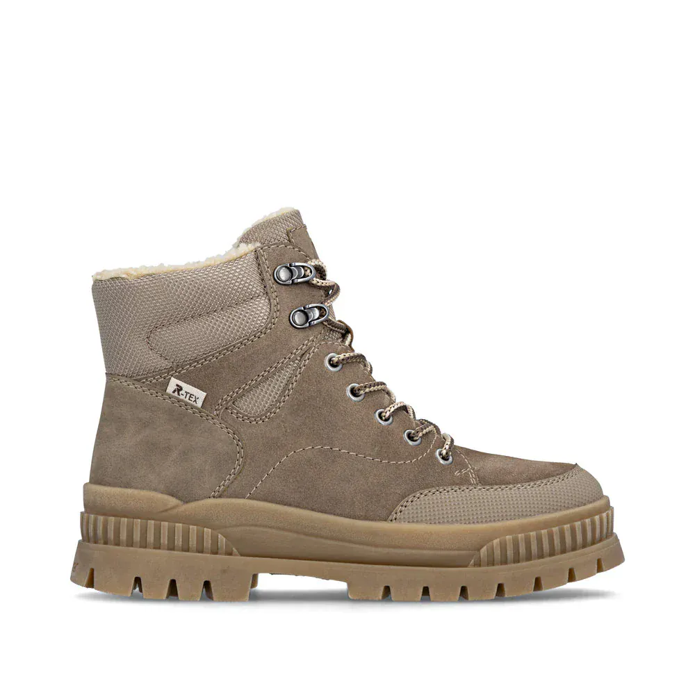 Rieker Women's W2176-64 Lace & Zip Winter Boots- Beige