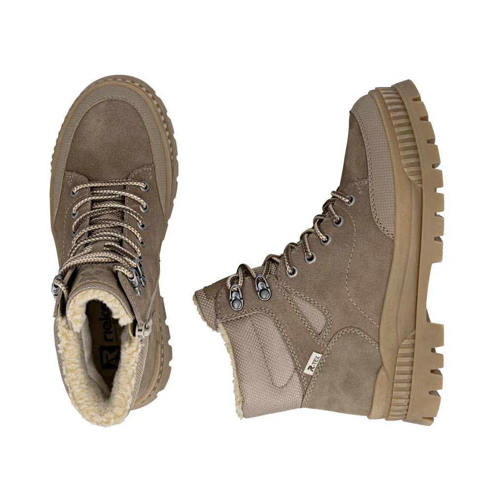 Rieker Women's W2176-64 Lace & Zip Winter Boots- Beige - Image 10