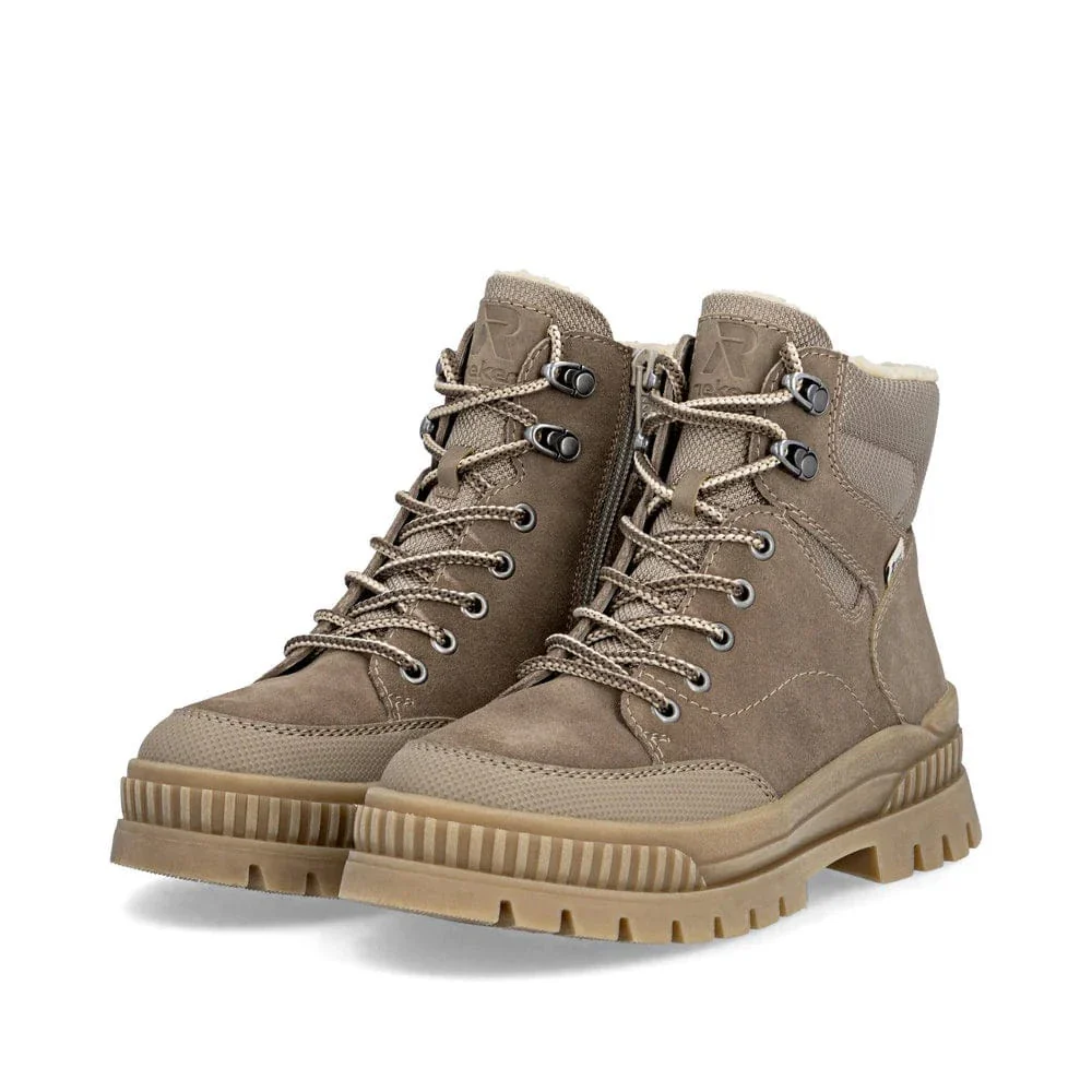 Rieker Women's W2176-64 Lace & Zip Winter Boots- Beige - Image 8