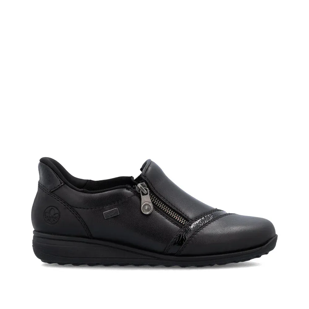 Rieker Women's 47264-00 Zip Loafer Booties- Black