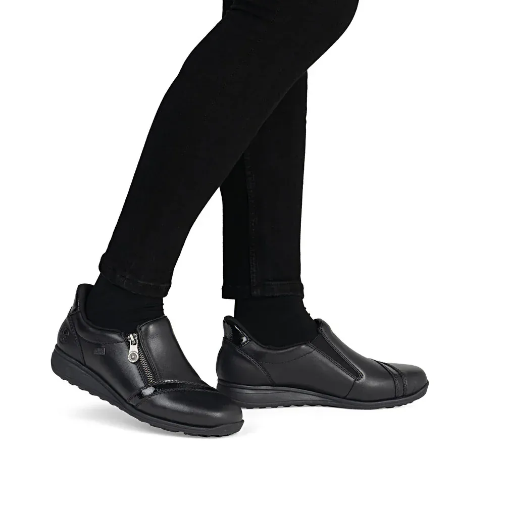 Rieker Women's 47264-00 Zip Loafer Booties- Black - Image 11