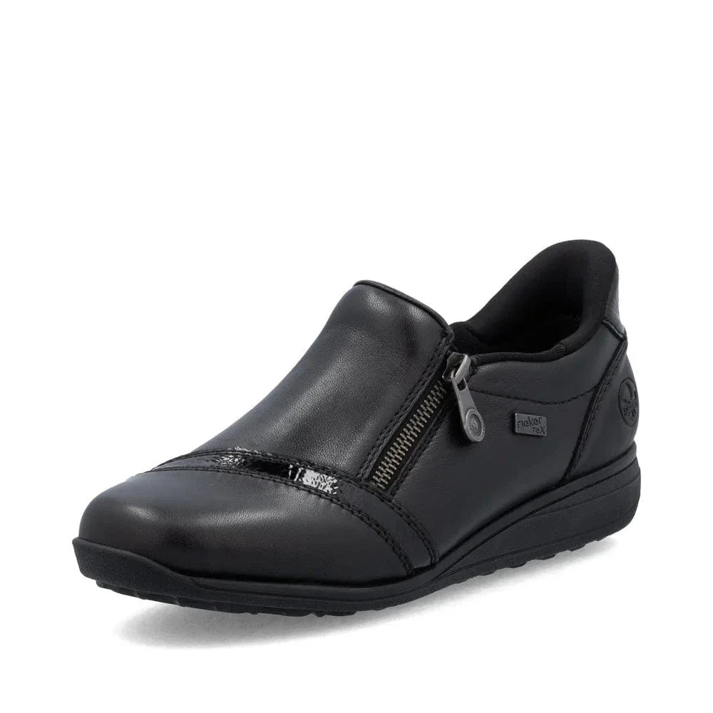 Rieker Women's 47264-00 Zip Loafer Booties- Black - Image 2