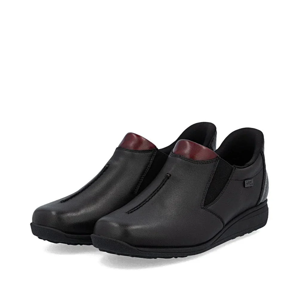 Rieker Women's 47253-00 Loafer Booties- Black/ Wine - Image 4