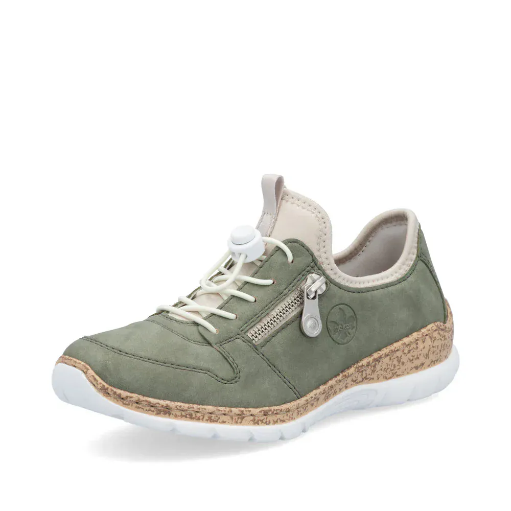 Rieker Women's N42G0-52 Eikezip Perf Sneakers- Green - Image 2