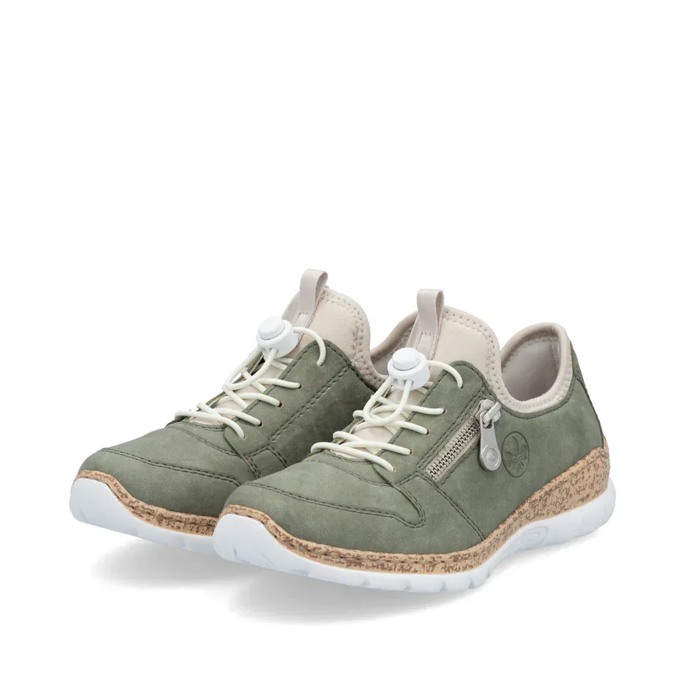 Rieker Women's N42G0-52 Eikezip Perf Sneakers- Green - Image 4
