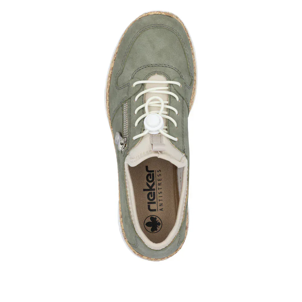 Rieker Women's N42G0-52 Eikezip Perf Sneakers- Green - Image 5