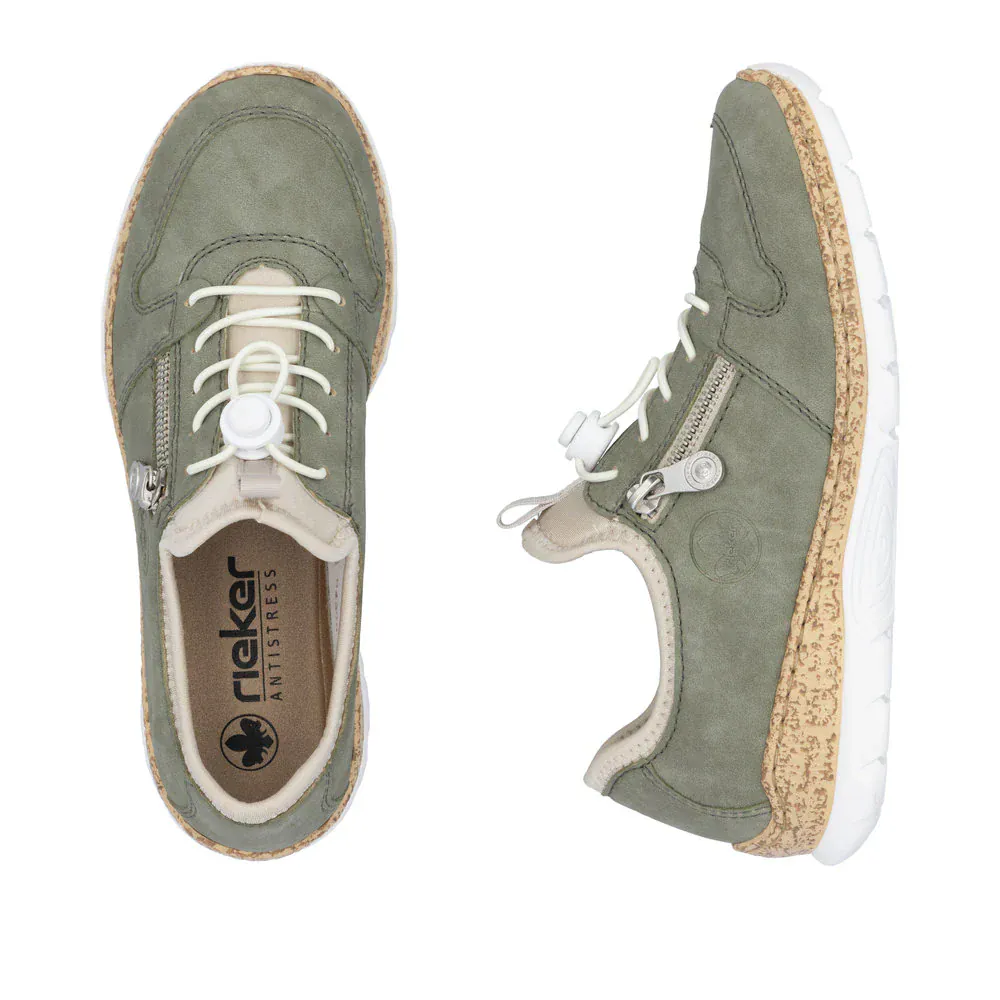 Rieker Women's N42G0-52 Eikezip Perf Sneakers- Green - Image 8
