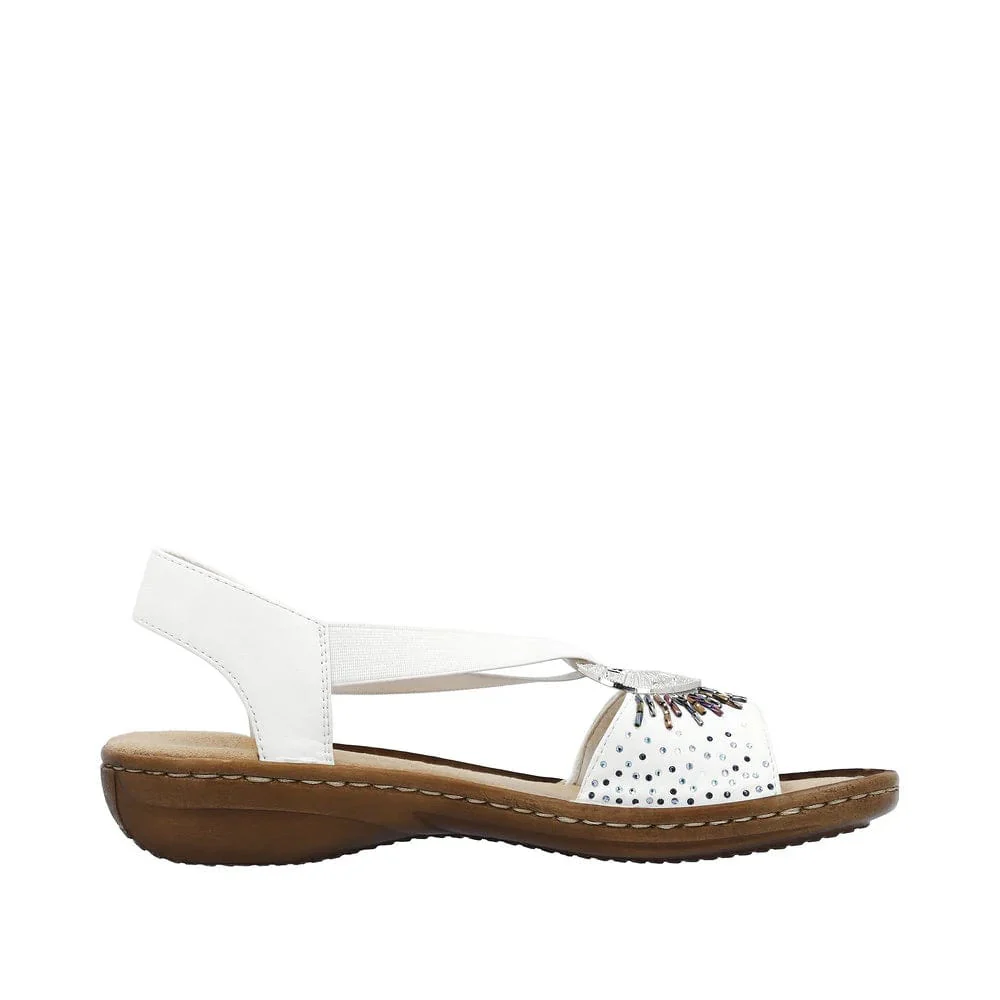Rieker Women's 60880-80 Elastic Slingback Sandals- White