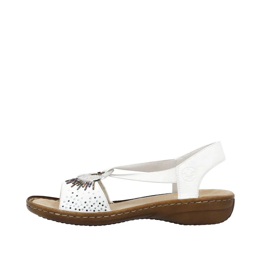 Rieker Women's 60880-80 Elastic Slingback Sandals- White - Image 5