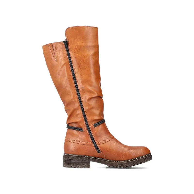 Rieker Women's Z4758-24 Tall Detail Boots- Brown - Image 3