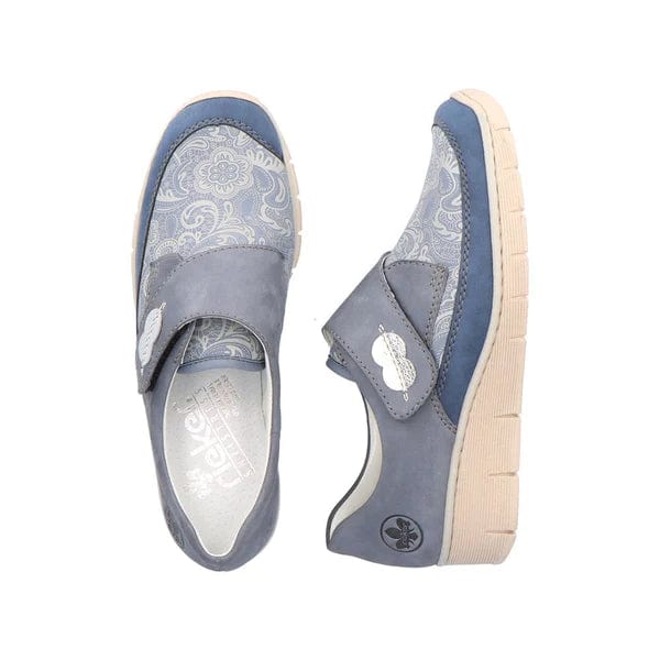 Rieker Women's 537C0-15 Velcro Stretch Loafers- Blue - Image 2