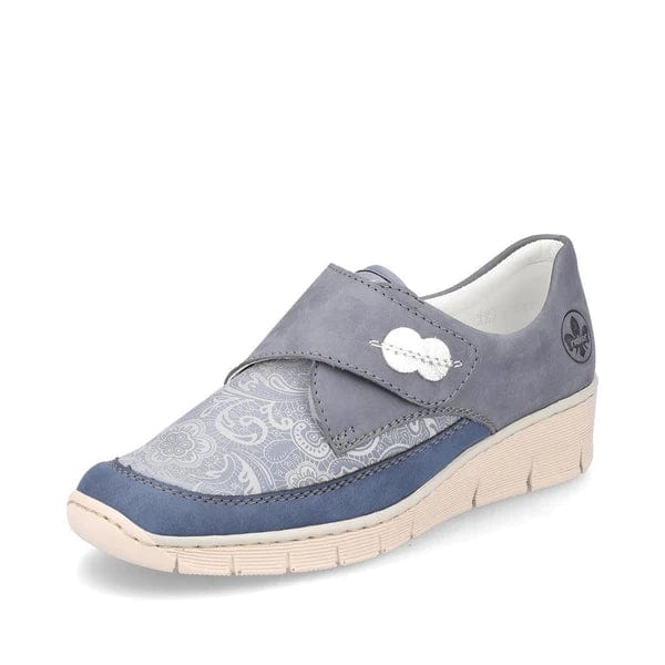 Rieker Women's 537C0-15 Velcro Stretch Loafers- Blue - Image 5