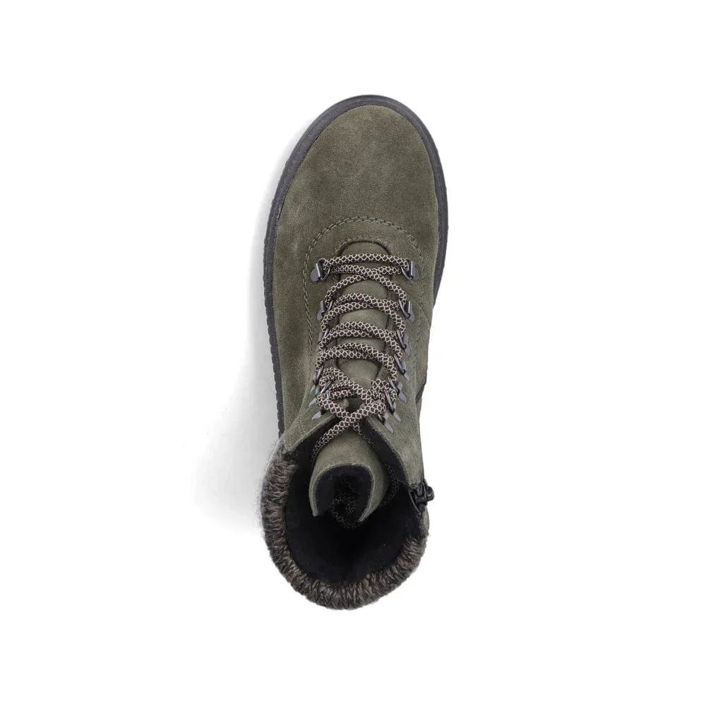Rieker Women's X8233-54 Waterproof Lace & Zip Ice Grip Boots- Green - Image 6