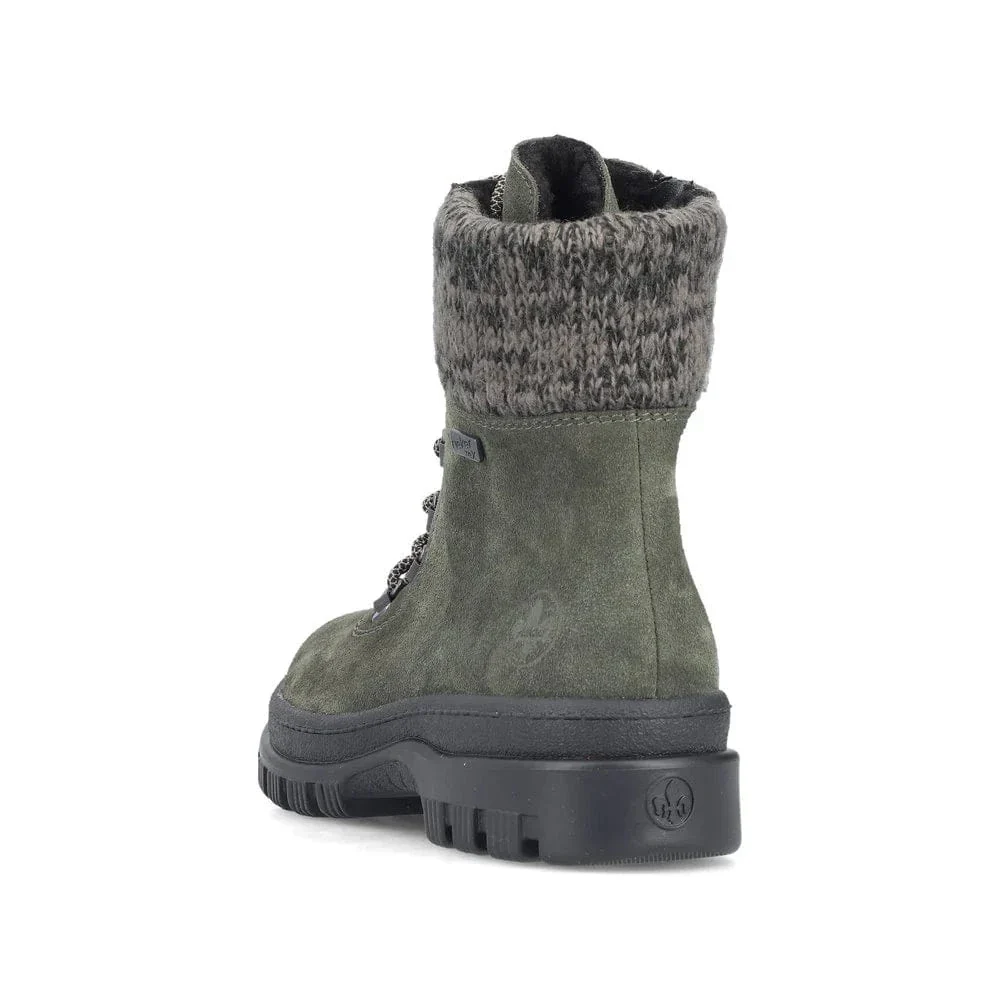 Rieker Women's X8233-54 Waterproof Lace & Zip Ice Grip Boots- Green - Image 7