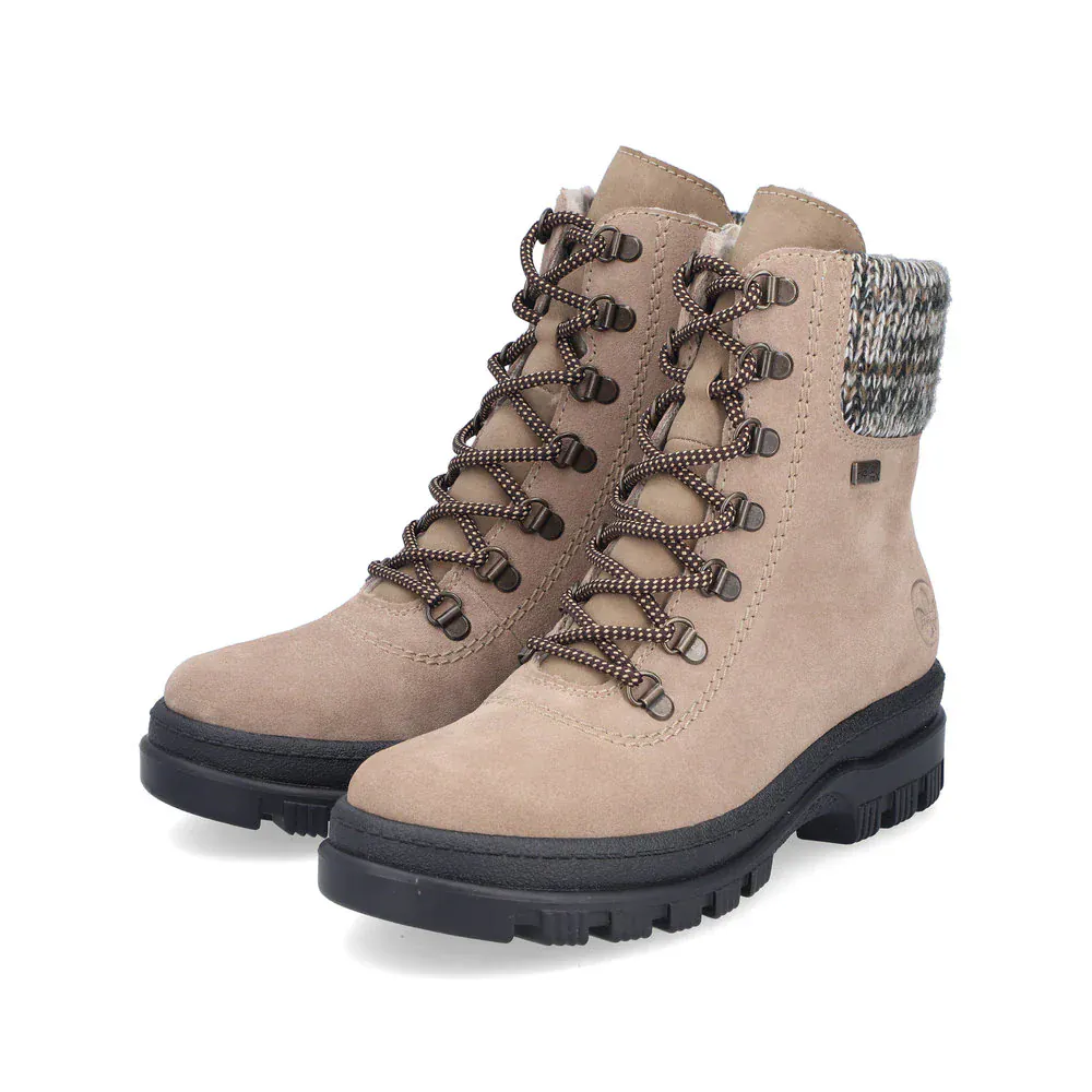 Rieker Women's X8233-64 Waterproof Lace & Zip Ice Grip Boots- Beige - Image 10