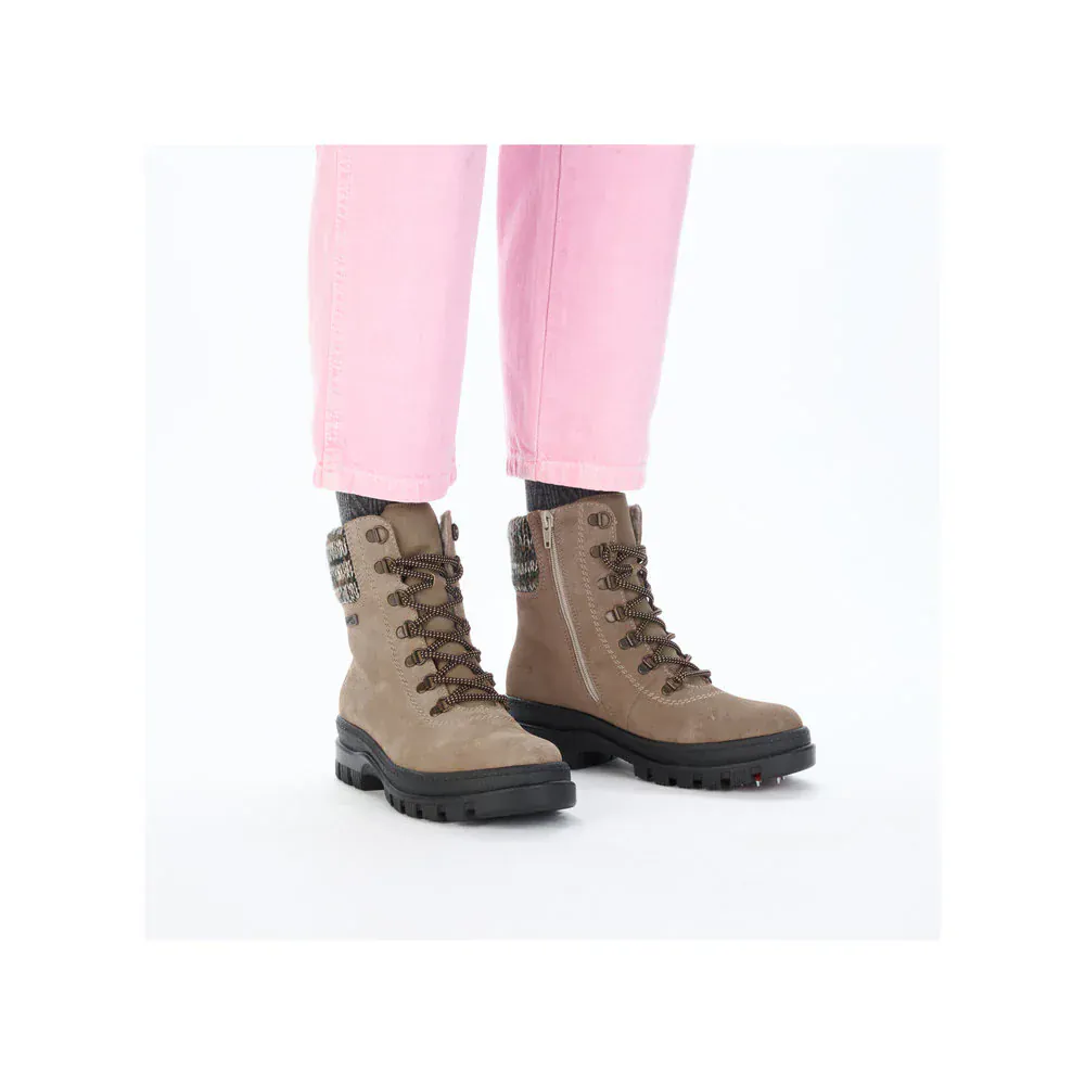 Rieker Women's X8233-64 Waterproof Lace & Zip Ice Grip Boots- Beige - Image 12