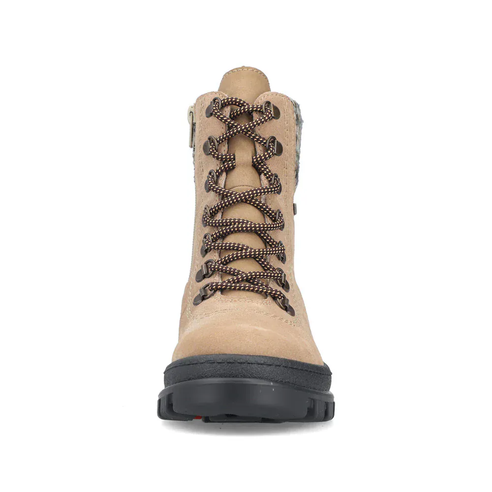 Rieker Women's X8233-64 Waterproof Lace & Zip Ice Grip Boots- Beige - Image 4