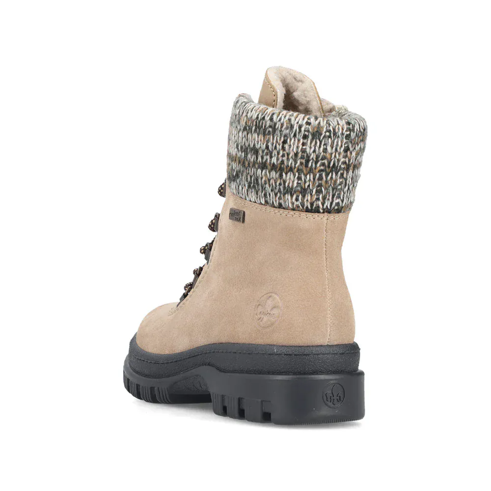 Rieker Women's X8233-64 Waterproof Lace & Zip Ice Grip Boots- Beige - Image 5