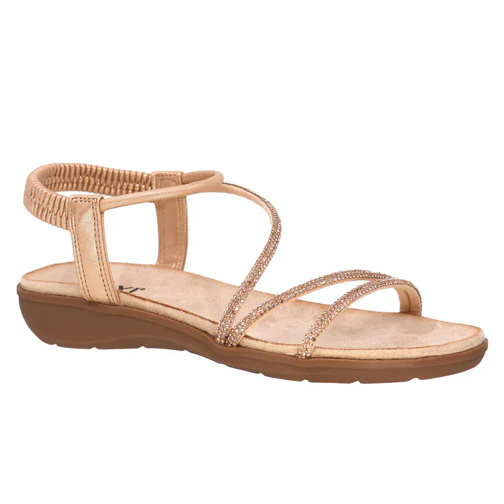 Taxi Women's Paige-01 Strappy Sandals- Rose Gold