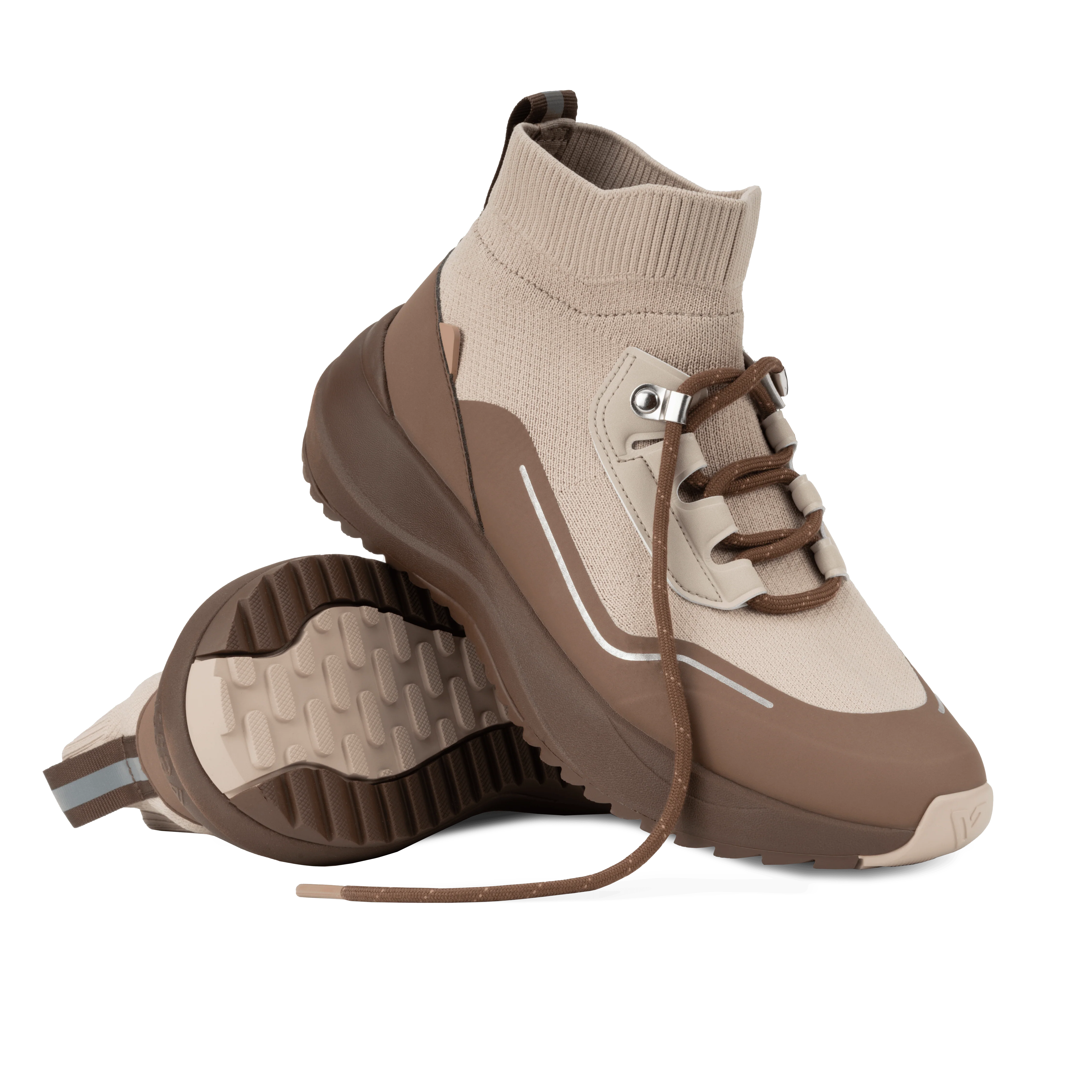 Vessi Women's Stormburst High Top Sneakers- Sandwash/ Dark Teak - Image 3