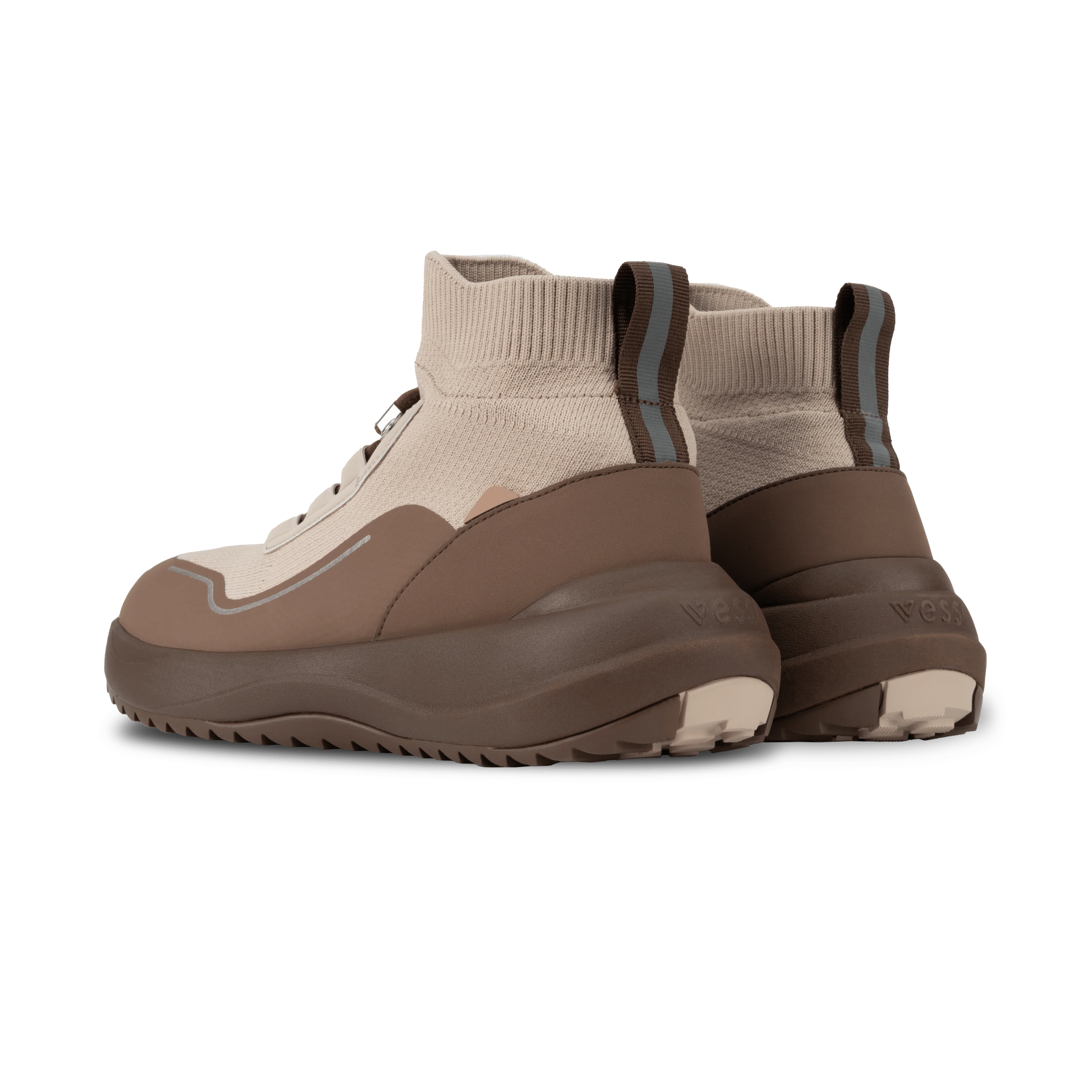 Vessi Women's Stormburst High Top Sneakers- Sandwash/ Dark Teak - Image 4