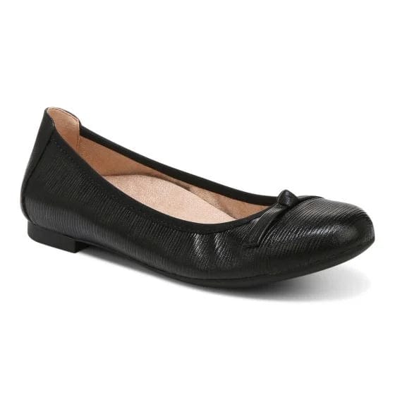 Vionic Women's Amorie Ballet Flats- Wavy Black Leather